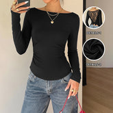 Black lace bow boat neck T-shirt
