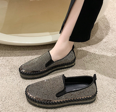 Gray Platform Rhinestone Holiday Flats & Sneakers