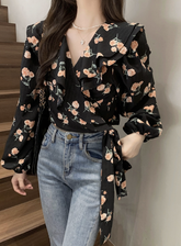 Frosted Cranberry Floral Peplum Blouse