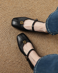 Square Toe Block Heels Mary Jane Shoes