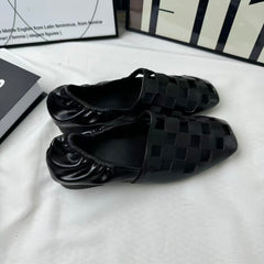 Open-Weave Pleated Flat Shoes