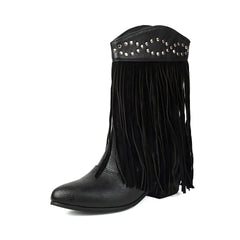 Tassel Rhinestone Short Boots