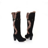 Fur Collar Metal Buckle Cotton Boots