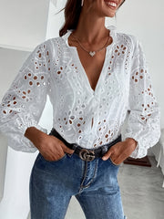 June Swoon Cotton Blend Eyelet Hook + Eye Crop Top