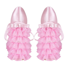 Pink Platform Lace Chunky Heels