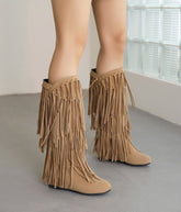 Round-Toe Platform Casual High Boots