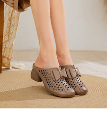 Bow-knot Breathable Perforated Slippers