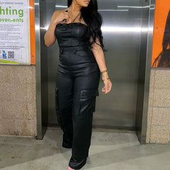 Quince Pocketed Satin Utility Jumpsuit