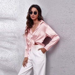 Impulse Satin Button Down Blouse