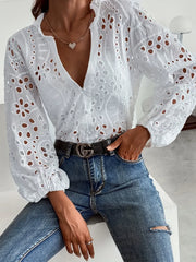 June Swoon Cotton Blend Eyelet Hook + Eye Crop Top