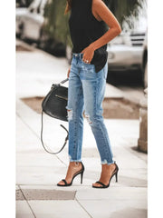 Lennon Distressed High Rise Denim