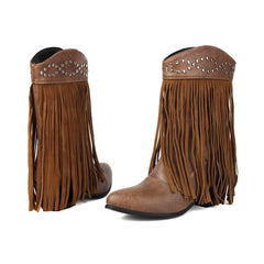 Tassel Rhinestone Short Boots