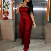 Quince Pocketed Satin Utility Jumpsuit
