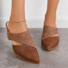 Cut Out Block Chunky Heel Loafers Slip on Mule Shoes