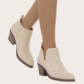 Cutout Ankle Boots Slip on Chunky Heel Western Booties