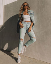 Monroe High Rise Rigid Distressed Straight Jeans