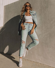 Monroe High Rise Rigid Distressed Straight Jeans