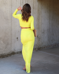 Dallas Asymmetrical Hem Midi Skirt - Lime