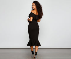 A Stylish Affair Ruffled Midi Dress Oshnow