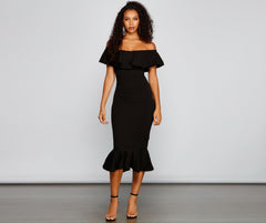 A Stylish Affair Ruffled Midi Dress Oshnow