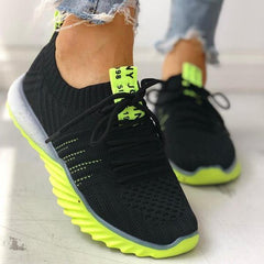 Colorblock Knitted Breathable Lace-Up Sneakers