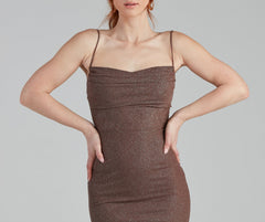 Addison Glitter Mesh Formal Dress Oshnow