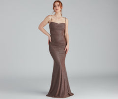 Addison Glitter Mesh Formal Dress Oshnow