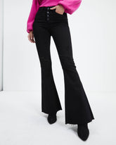 Aden High Rise Distressed Flare Denim
