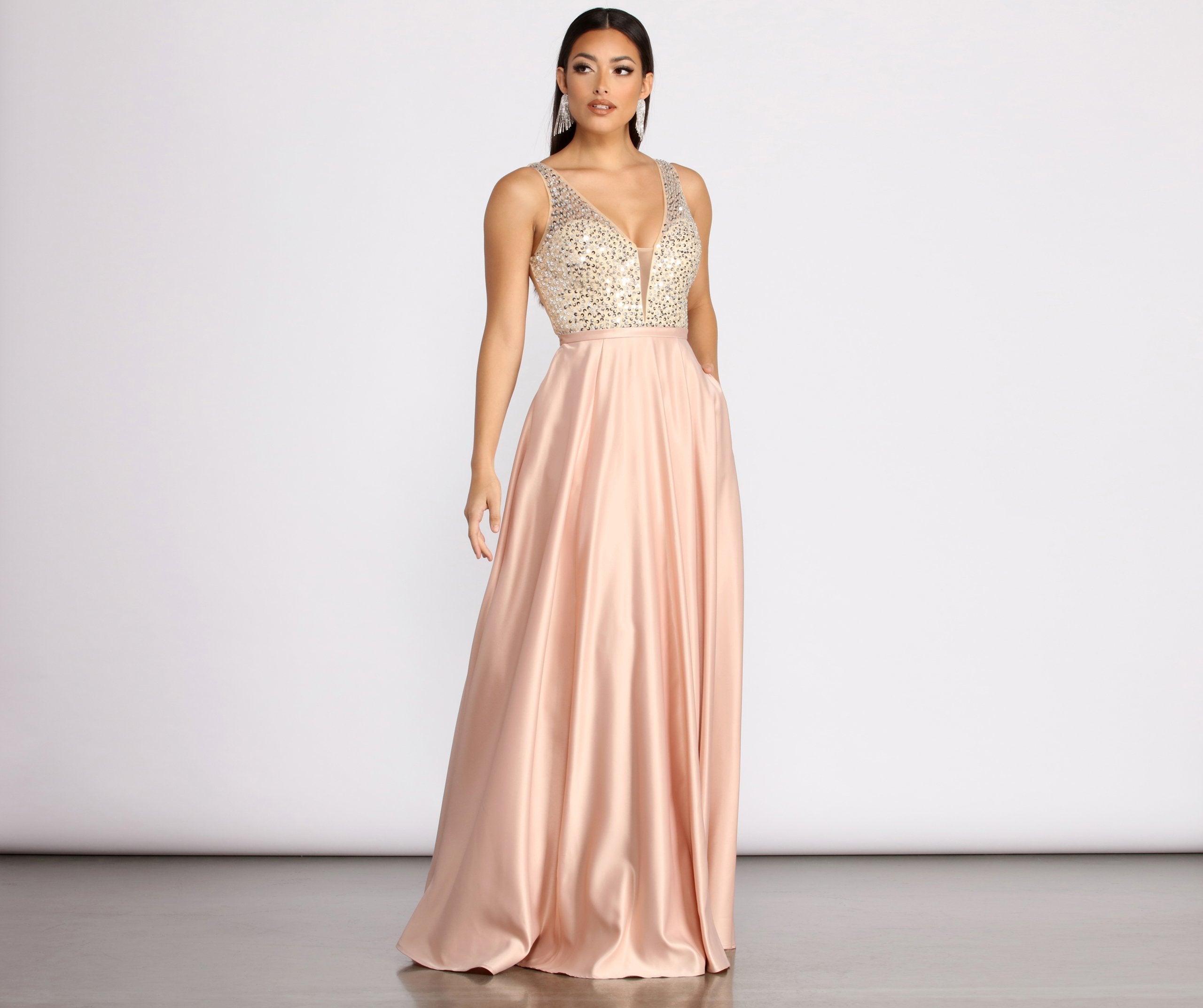 Adina Sequin and Satin Ball Gown Oshnow