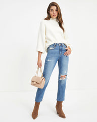 Adrian High Rise Rigid Distressed Straight Jeans