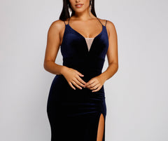 Akia Formal High Slit Velvet Dress Oshnow