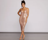 Alana Formal Sequin Midi Dress Oshnow
