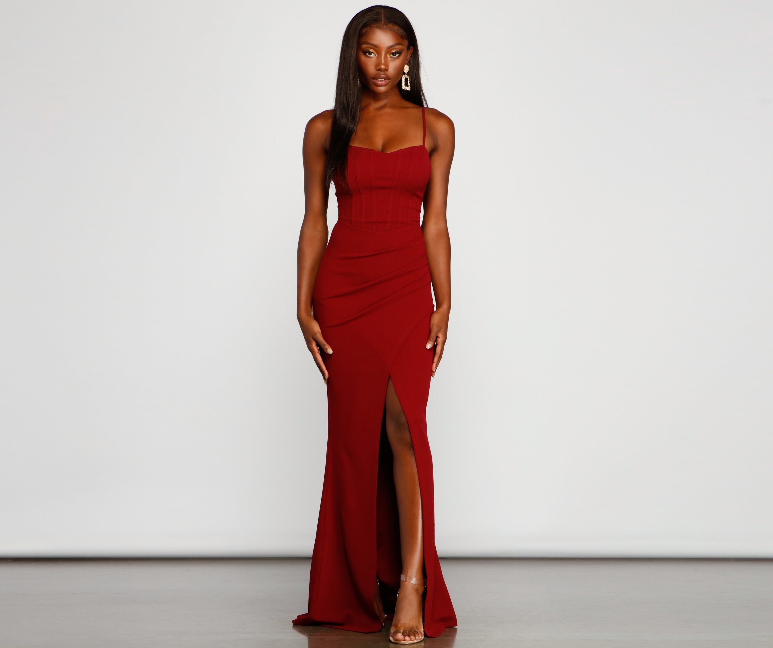 Alani Formal High Slit A-Line Dress Oshnow