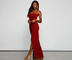 Alani Formal High Slit A-Line Dress Oshnow
