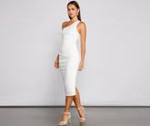 Alessandra Formal One Shoulder Midi Dress Oshnow