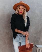 Alesso Ribbed Sleeve Knit Sweater - Black Oshnow