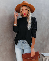 Alesso Ribbed Sleeve Knit Sweater - Black Oshnow