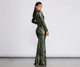 Alexandria Formal Sequin Scroll Dress Oshnow