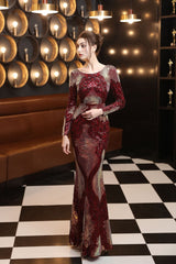 Alexis Stylish stitching floor mopping long sequin dress Oshnow