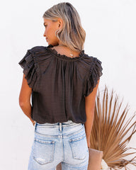 All A Dream Woven Flutter Top - Coal Oshnow