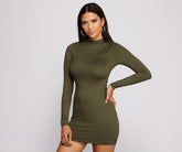 All About Knit Mock Neck Mini Dress Oshnow