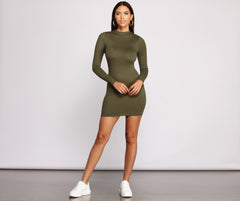 All About Knit Mock Neck Mini Dress Oshnow