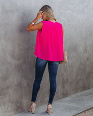 All That Matters Pleated Sleeveless Blouse - Hot Pink Oshnow