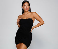 All Wrapped Up Asymmetrical Mini Dress Oshnow