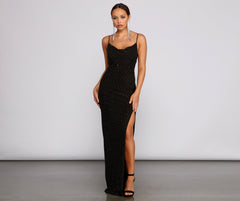 Allison High Slit Embellished Formal Dress Oshnow