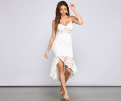 Alluring Beauty Sheer Lace Midi Dress Oshnow