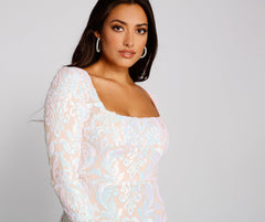 Alora Formal Sequin Scroll Bodycon Oshnow