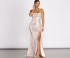 Alvera Sequin Lurex High Slit Dress Oshnow
