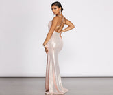 Alvera Sequin Lurex High Slit Dress Oshnow