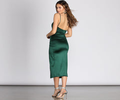 Amanda Wrap Satin Dress Oshnow